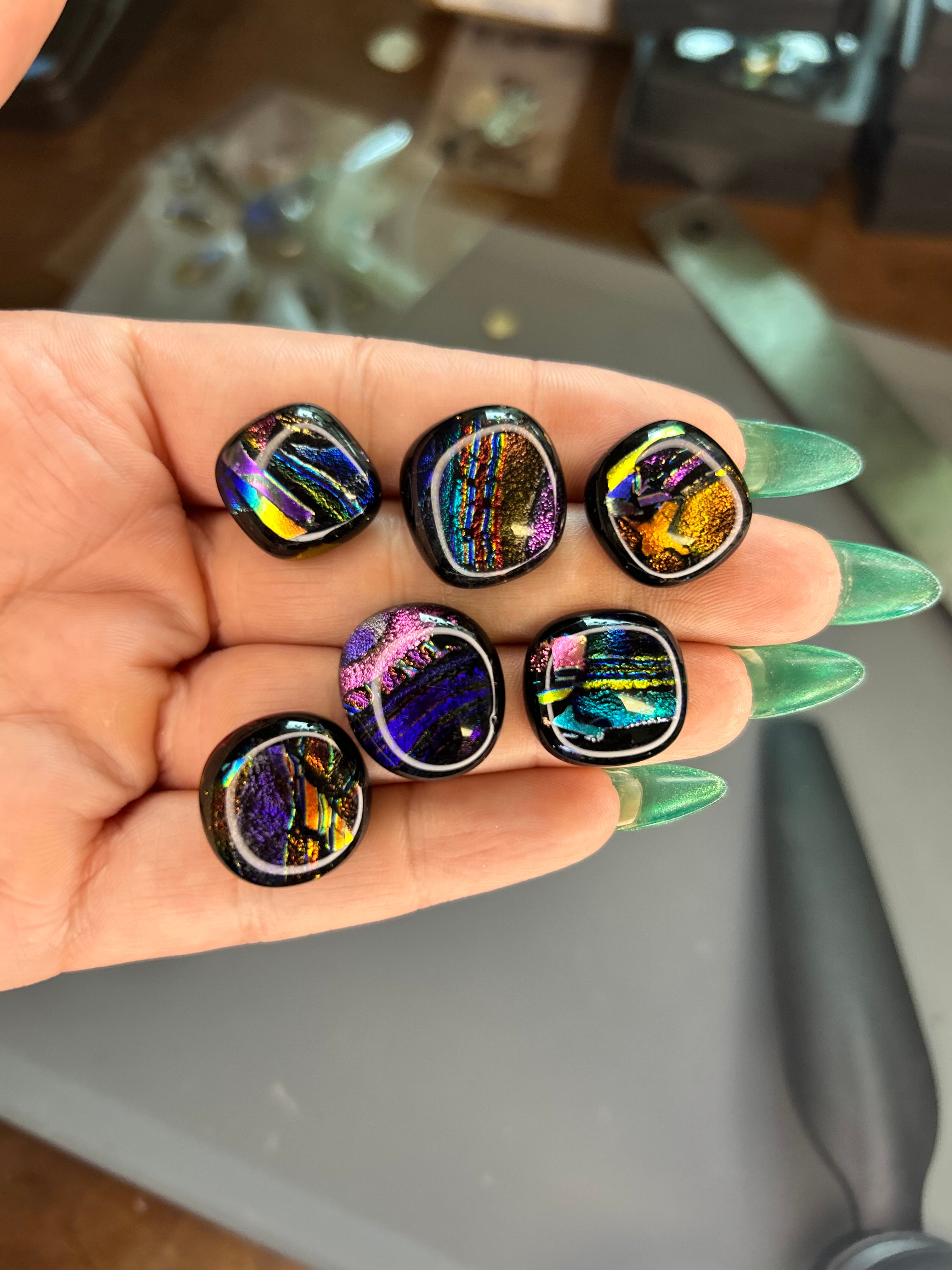 Dichroic glass cabochons