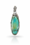 Kingman Turquoise & Swarovski wrapped pendant