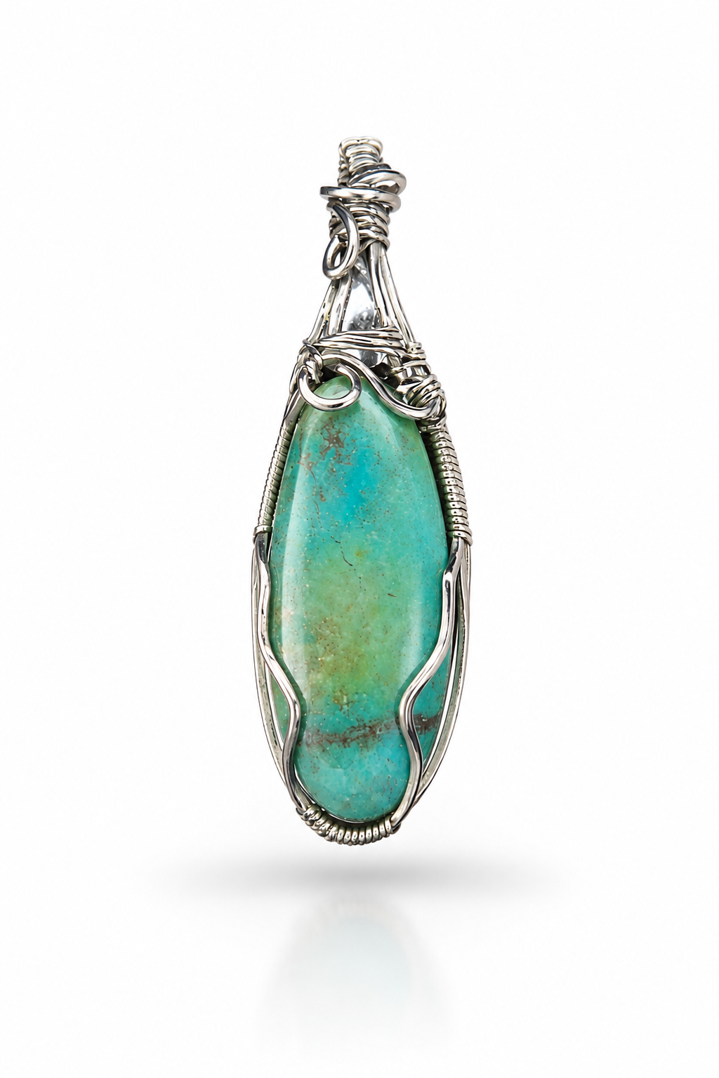 Kingman Turquoise & Swarovski wrapped pendant