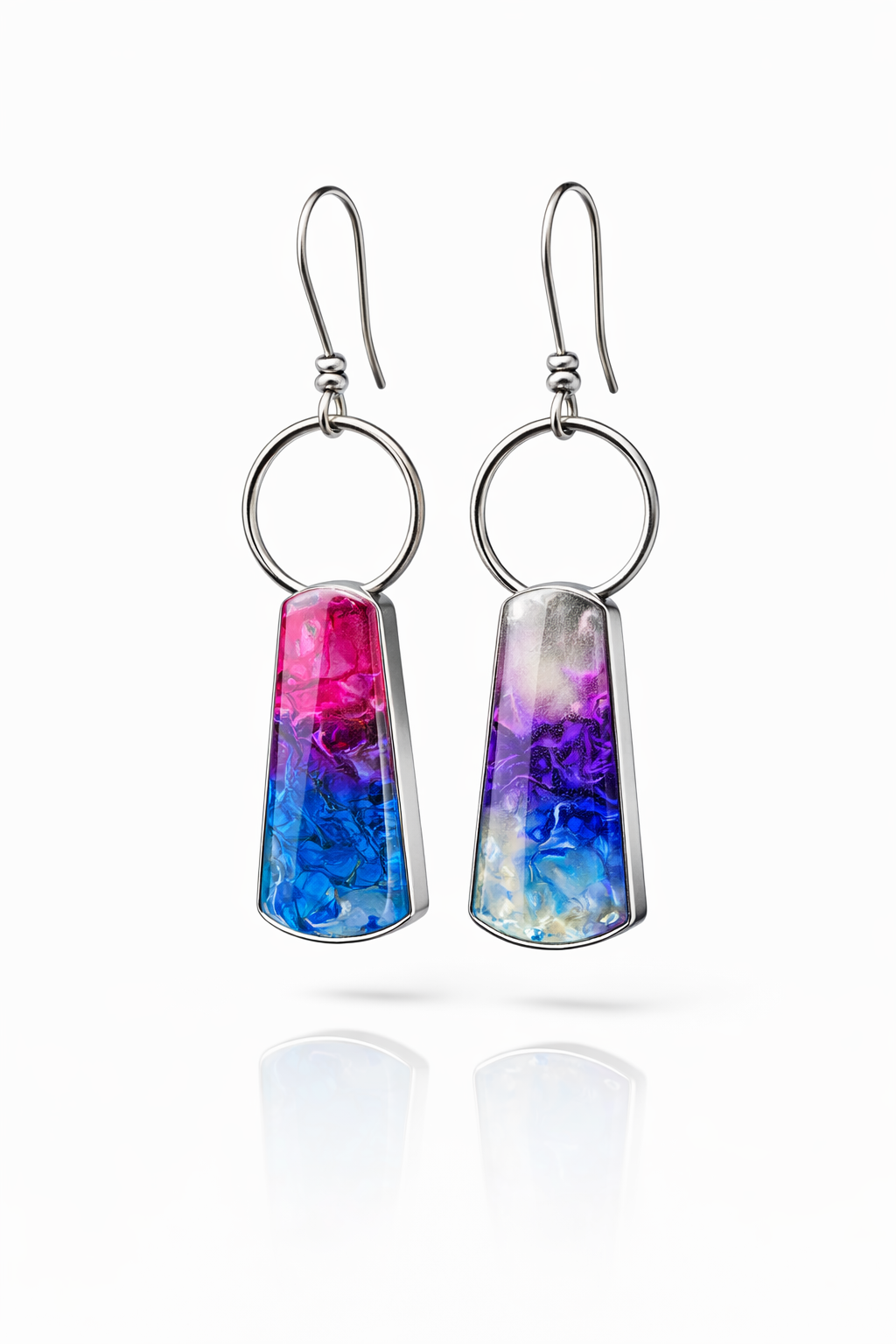 Rainbow plume agate dangles