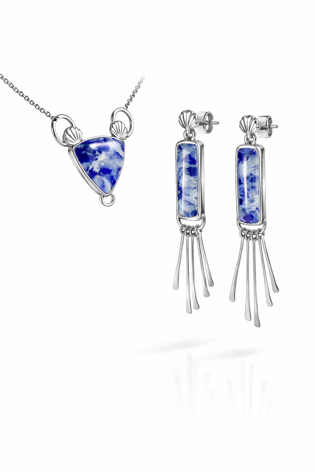 Sky plume agate handmade set