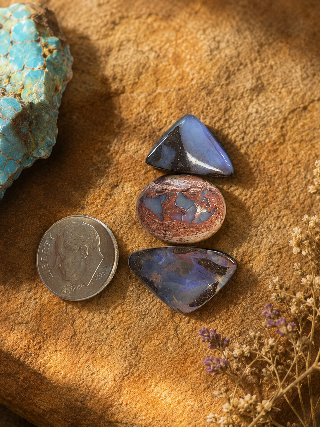 Bolder opal cabochon set