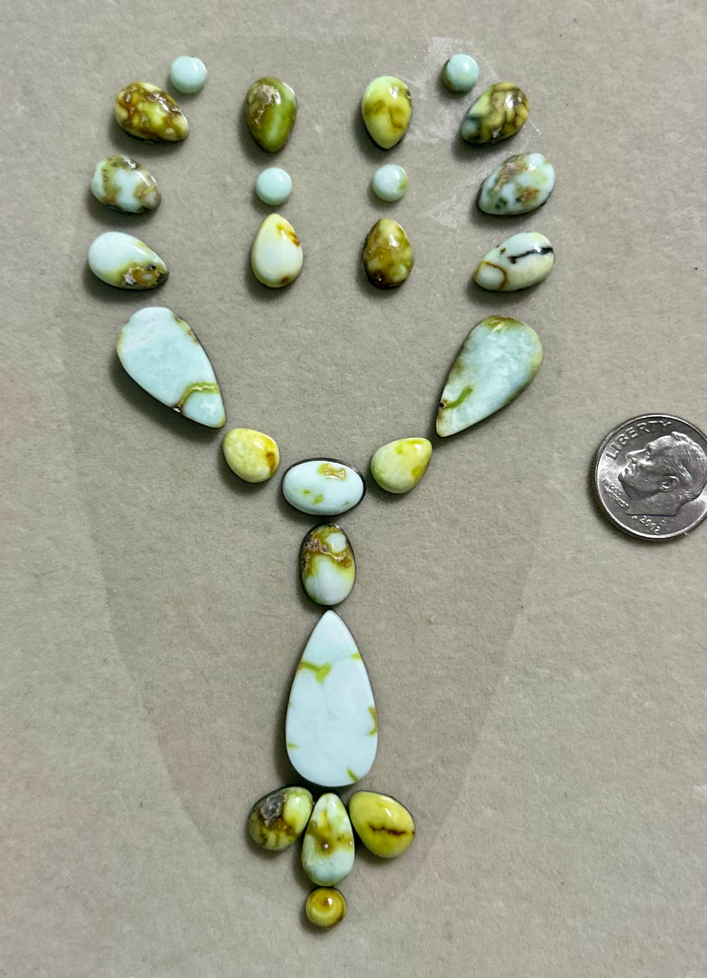 Palomino Variscite lariat & earrings cabochon only set