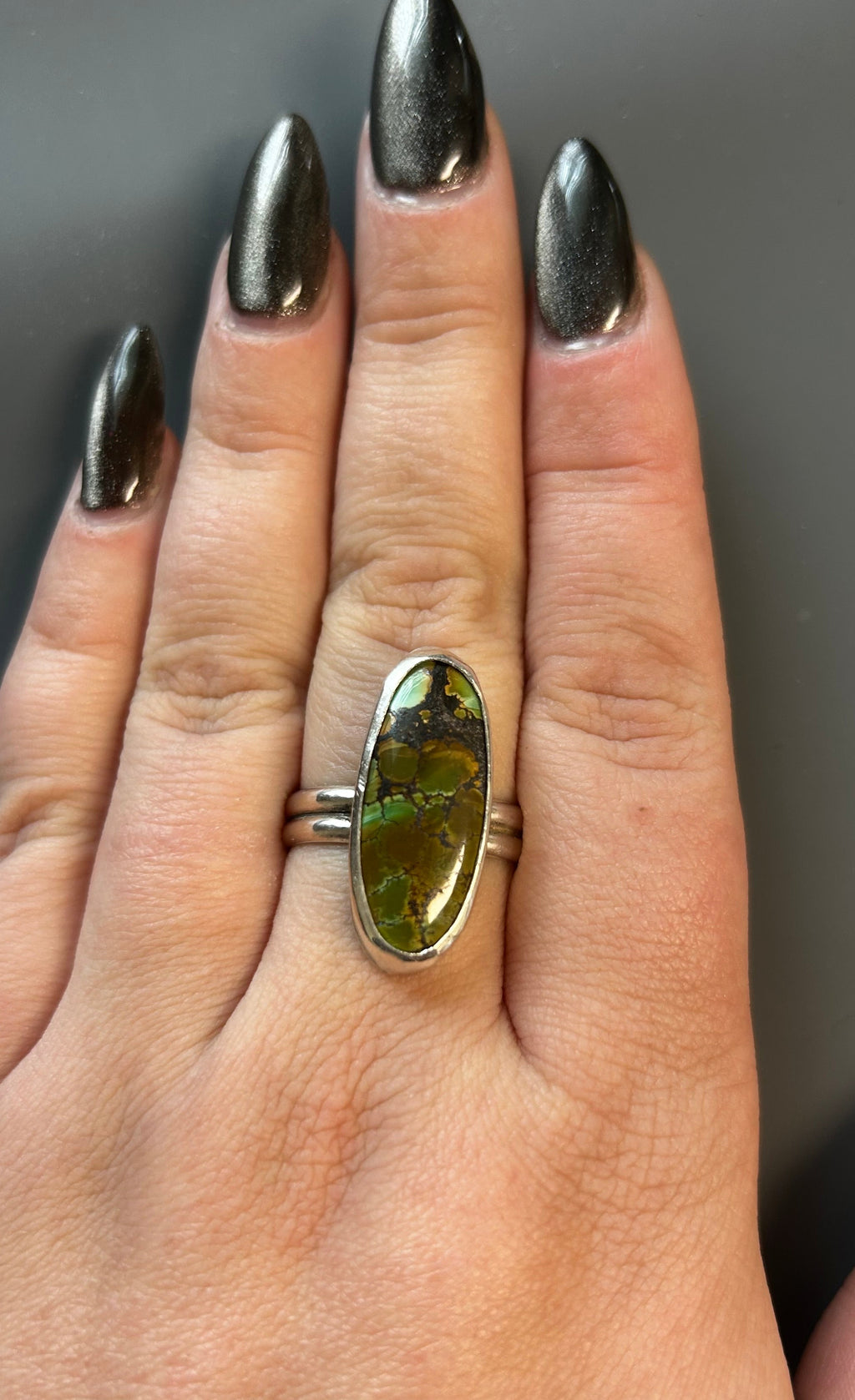 Natural Hubei Turquoise Ring, Sterling Silver, Size 10