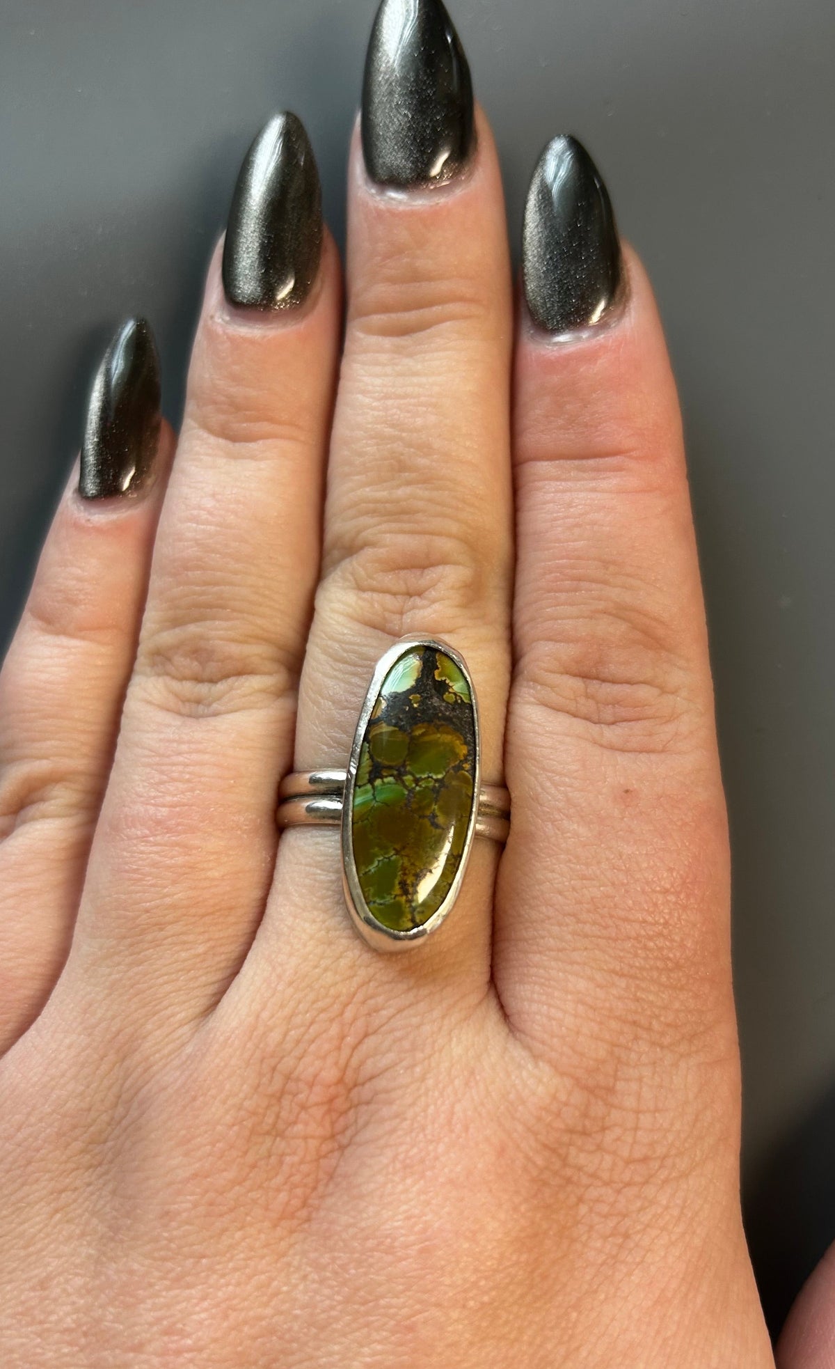 Natural Hubei Turquoise Ring, Sterling Silver, Size 10
