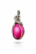 Pink agate druzy wrapped pendant