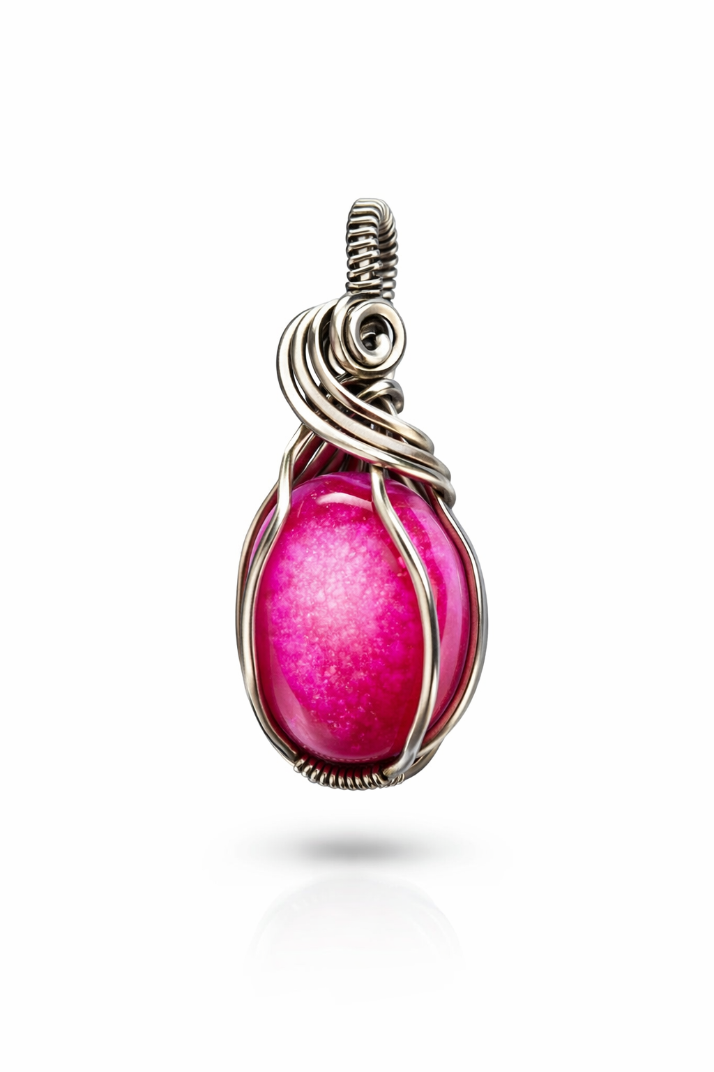 Pink agate druzy wrapped pendant