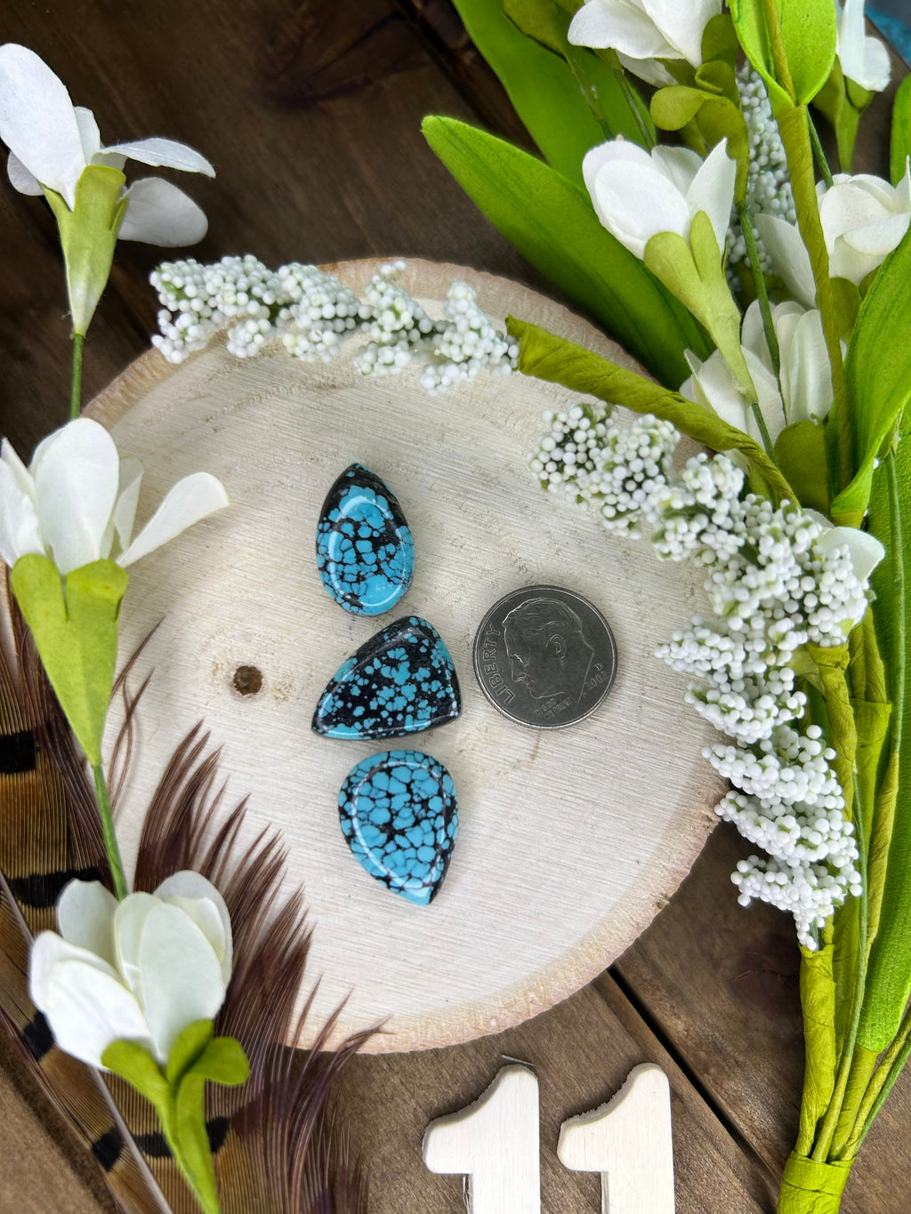 Kingman webbed turquoise set