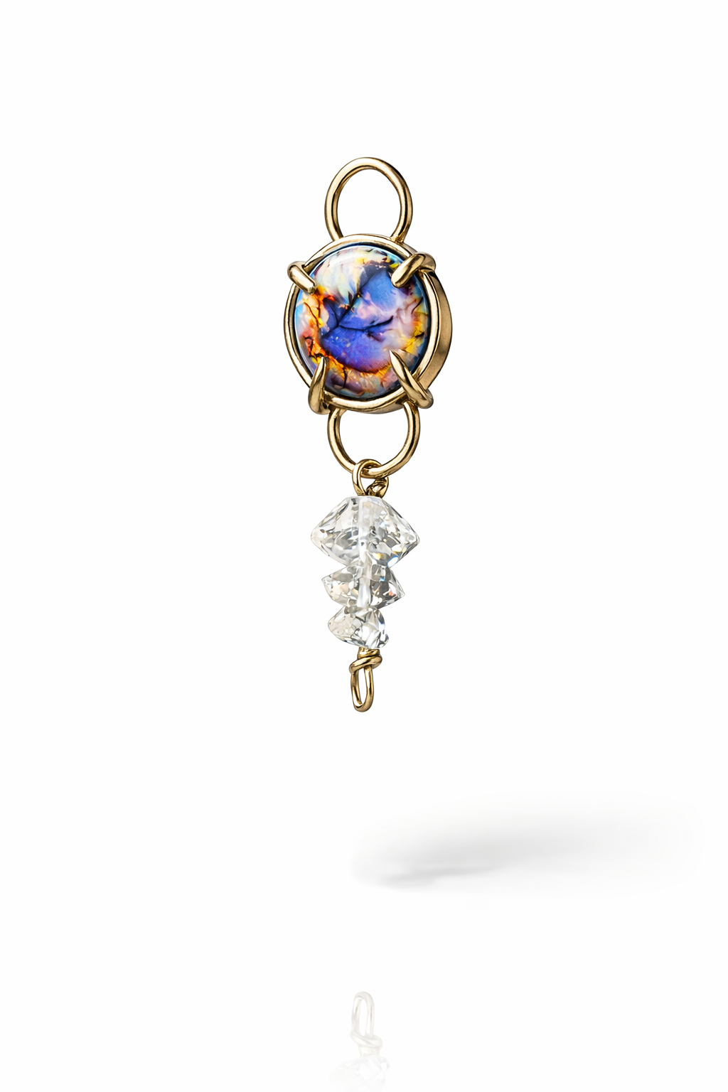 Bolder opal & Herkimer diamond pendant