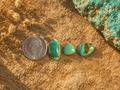 Natural backed long mountain turquoise cabochon set