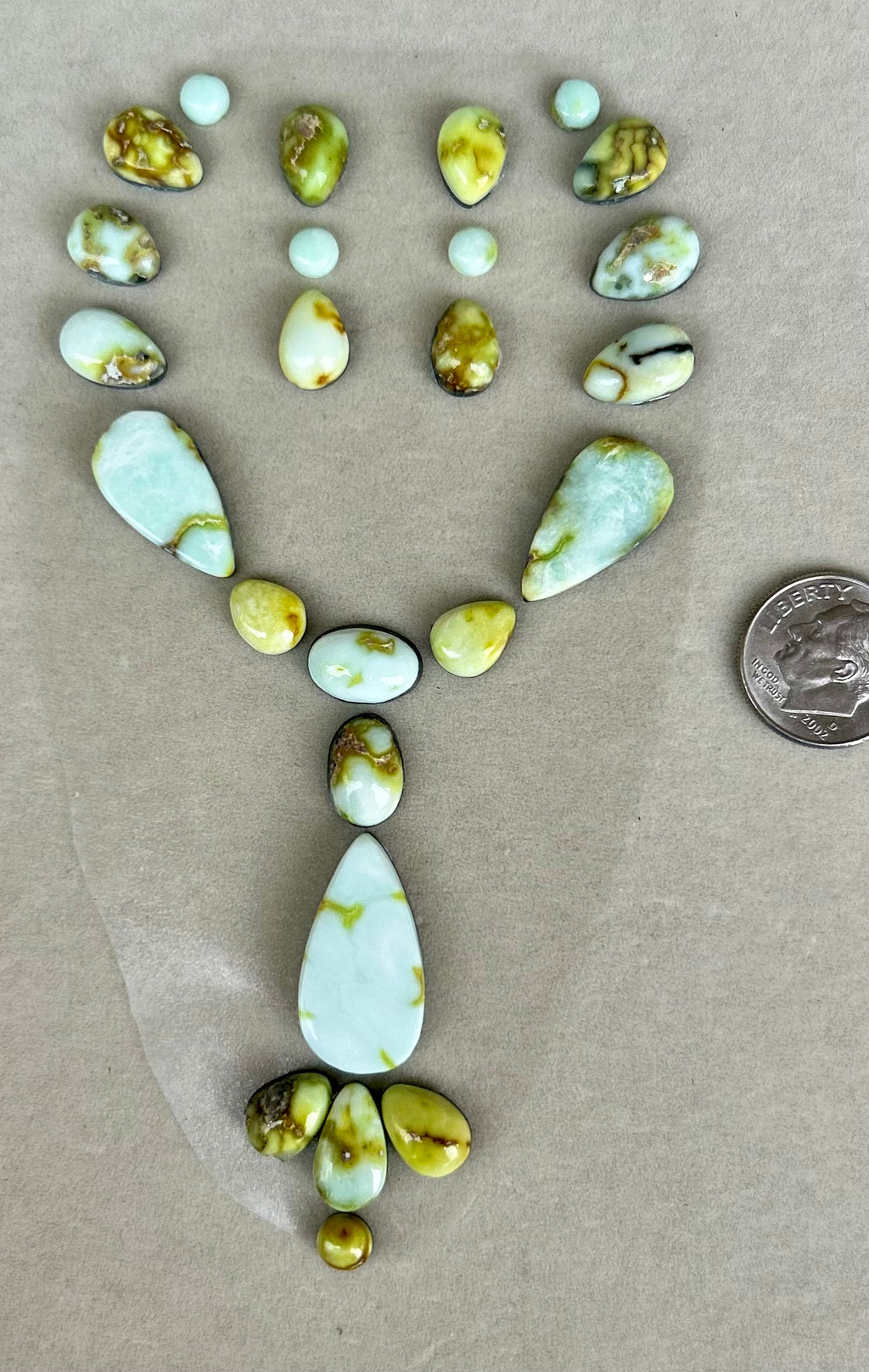 Palomino Variscite lariat & earrings cabochon only set