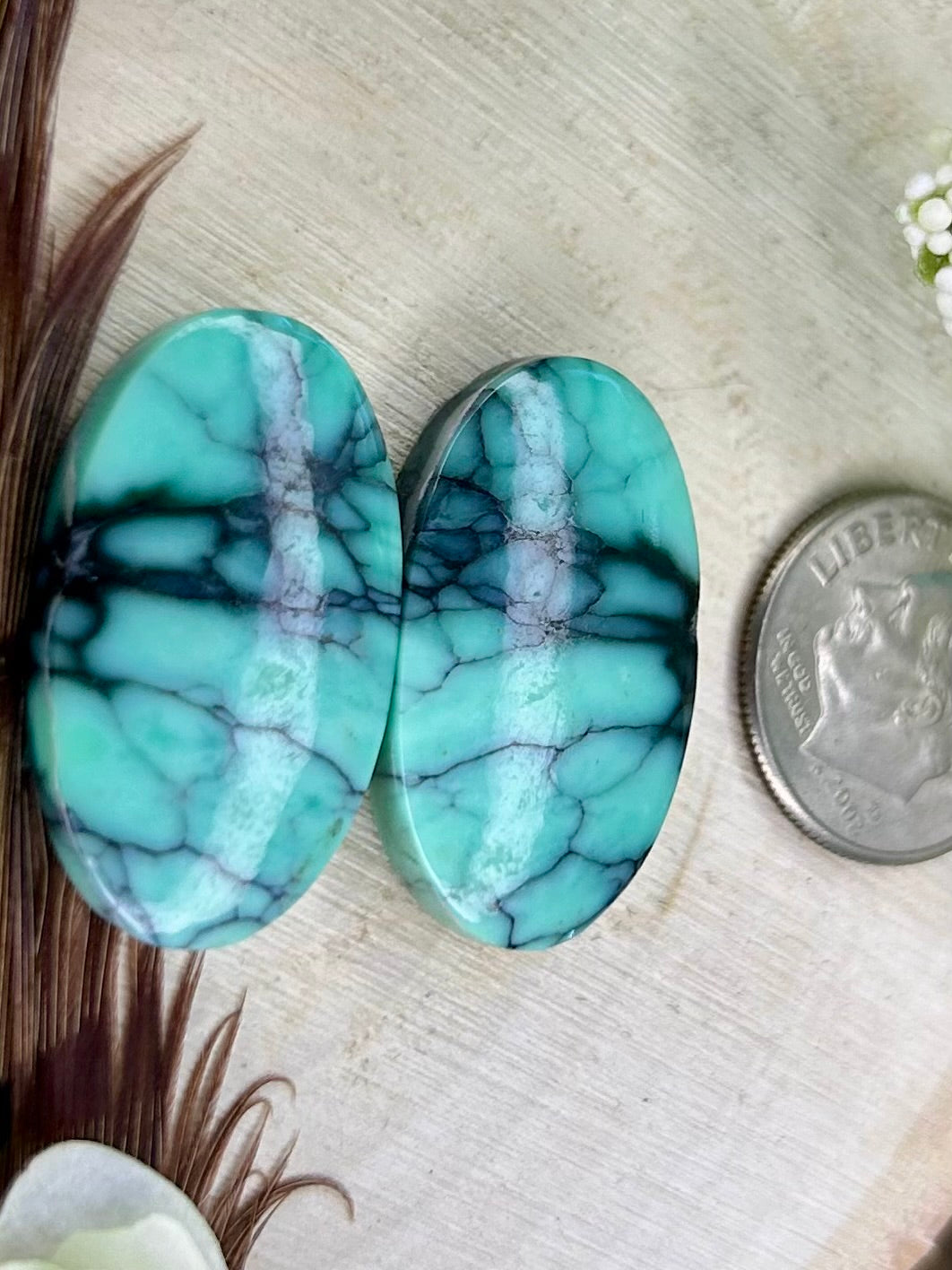 Peruvian Variscite pair • 22.4 ct •