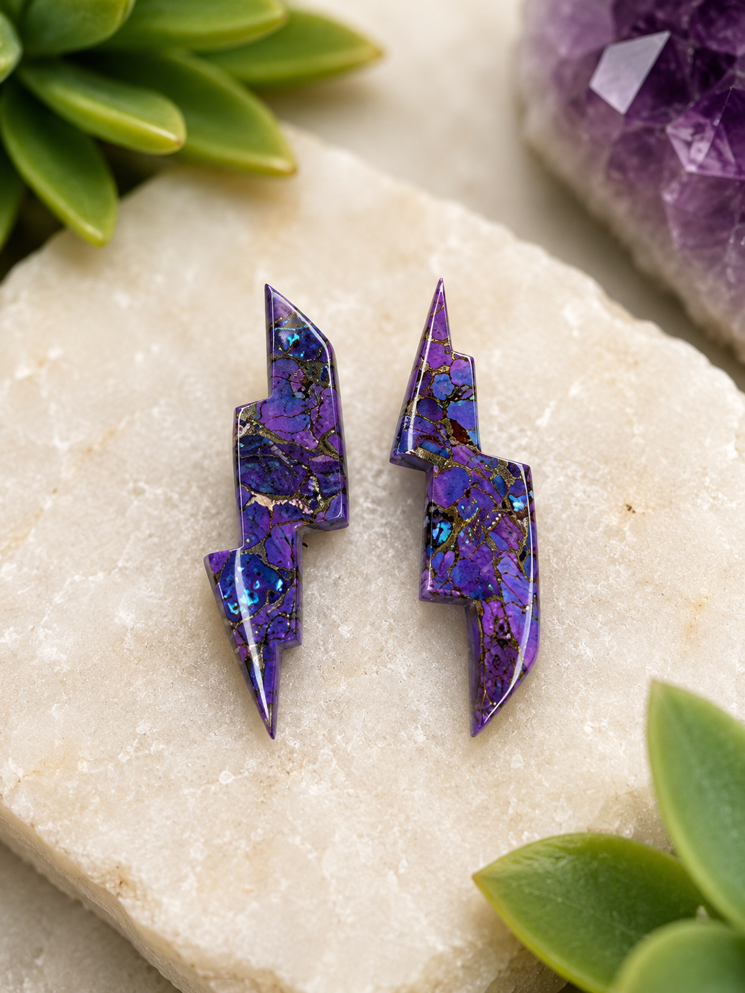 Purple Mohave composite with copper bolts pair