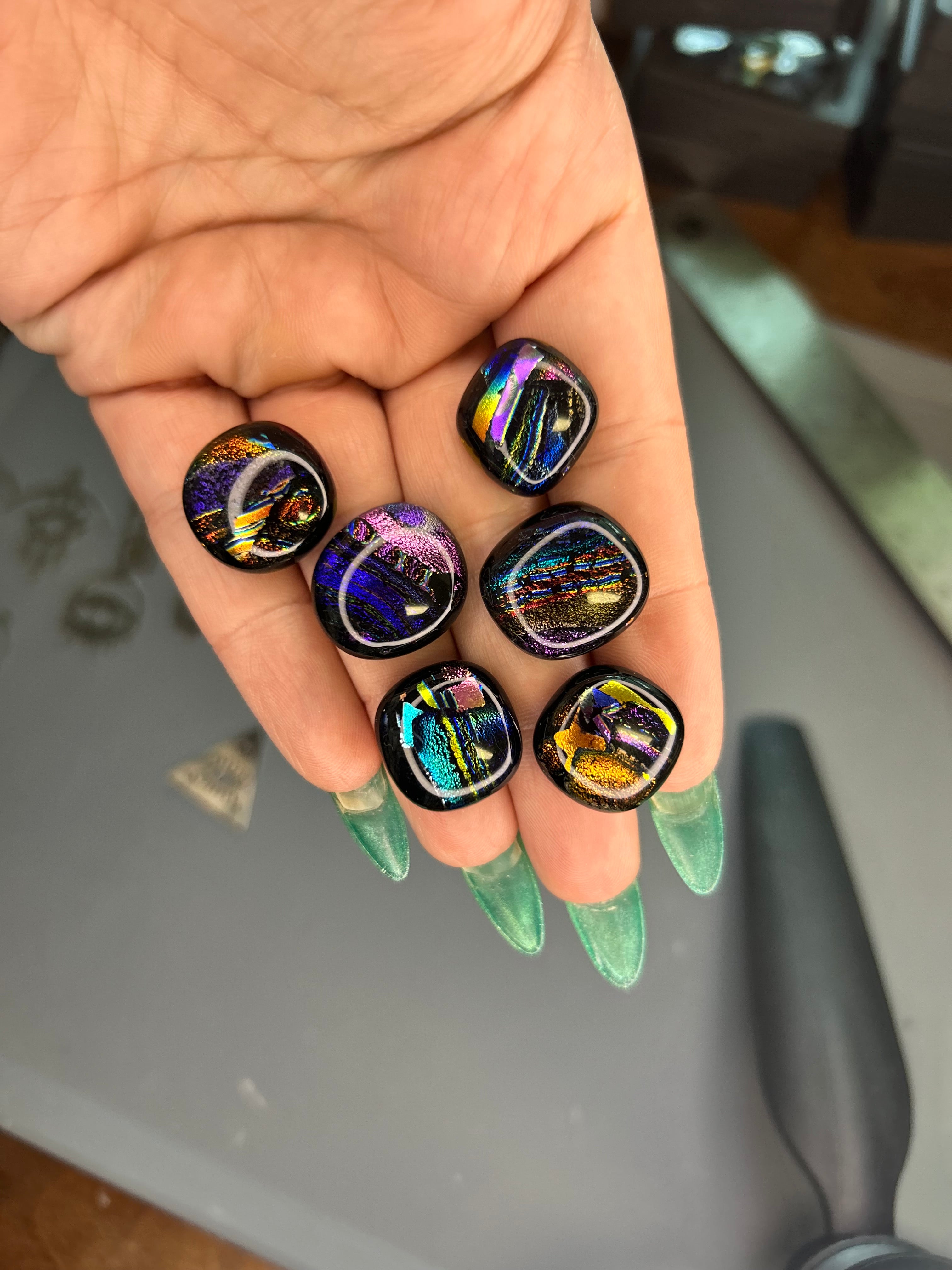 Dichroic glass cabochons