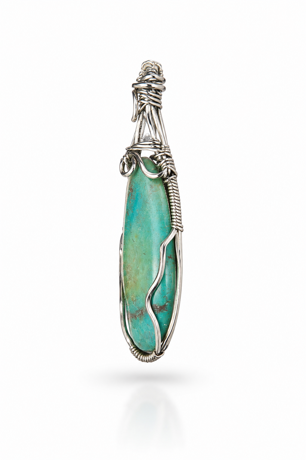 Kingman Turquoise & Swarovski wrapped pendant