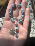 Natural Golden hills lariat and earrings cabochon set