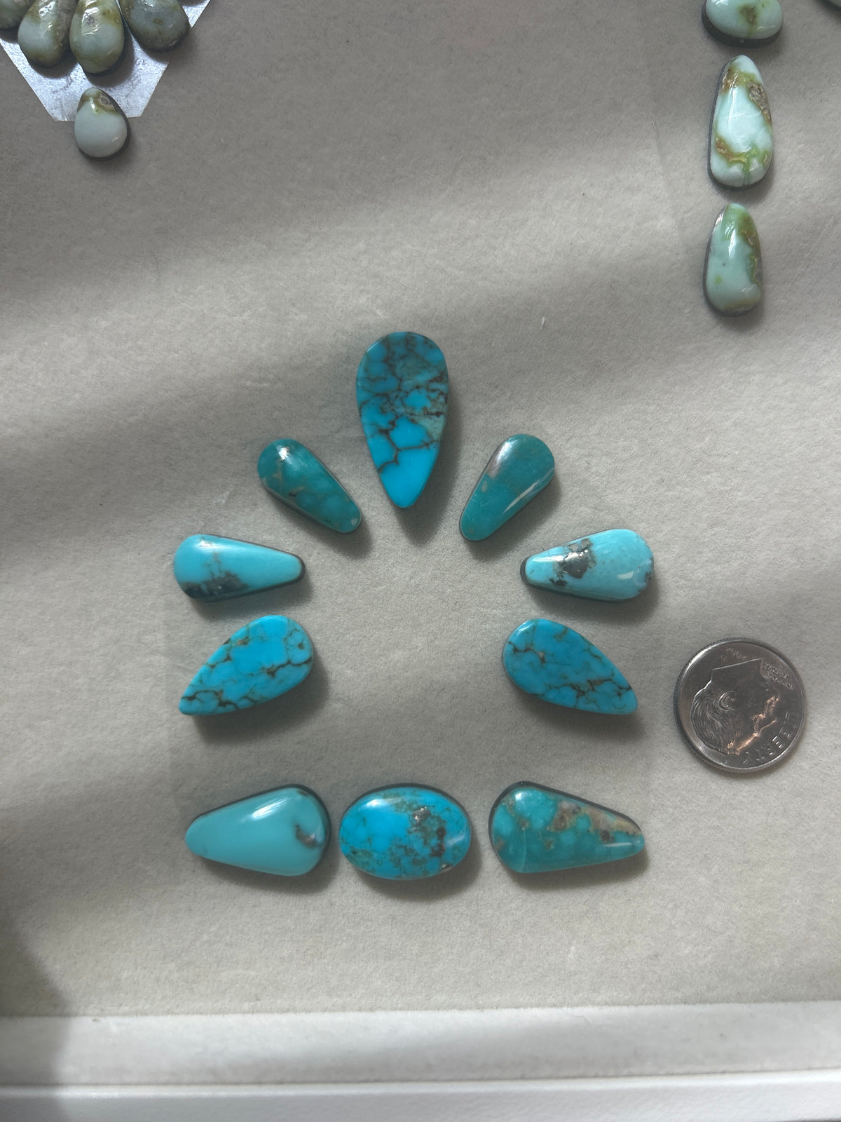 High grade Sonoran mountain & Kingman buckle set • 69.65 carats