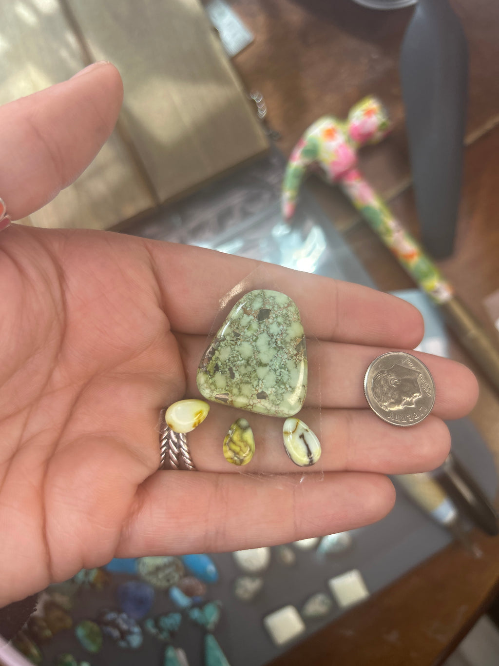 Large palomino cabochon and smalls _ 51.25 carats