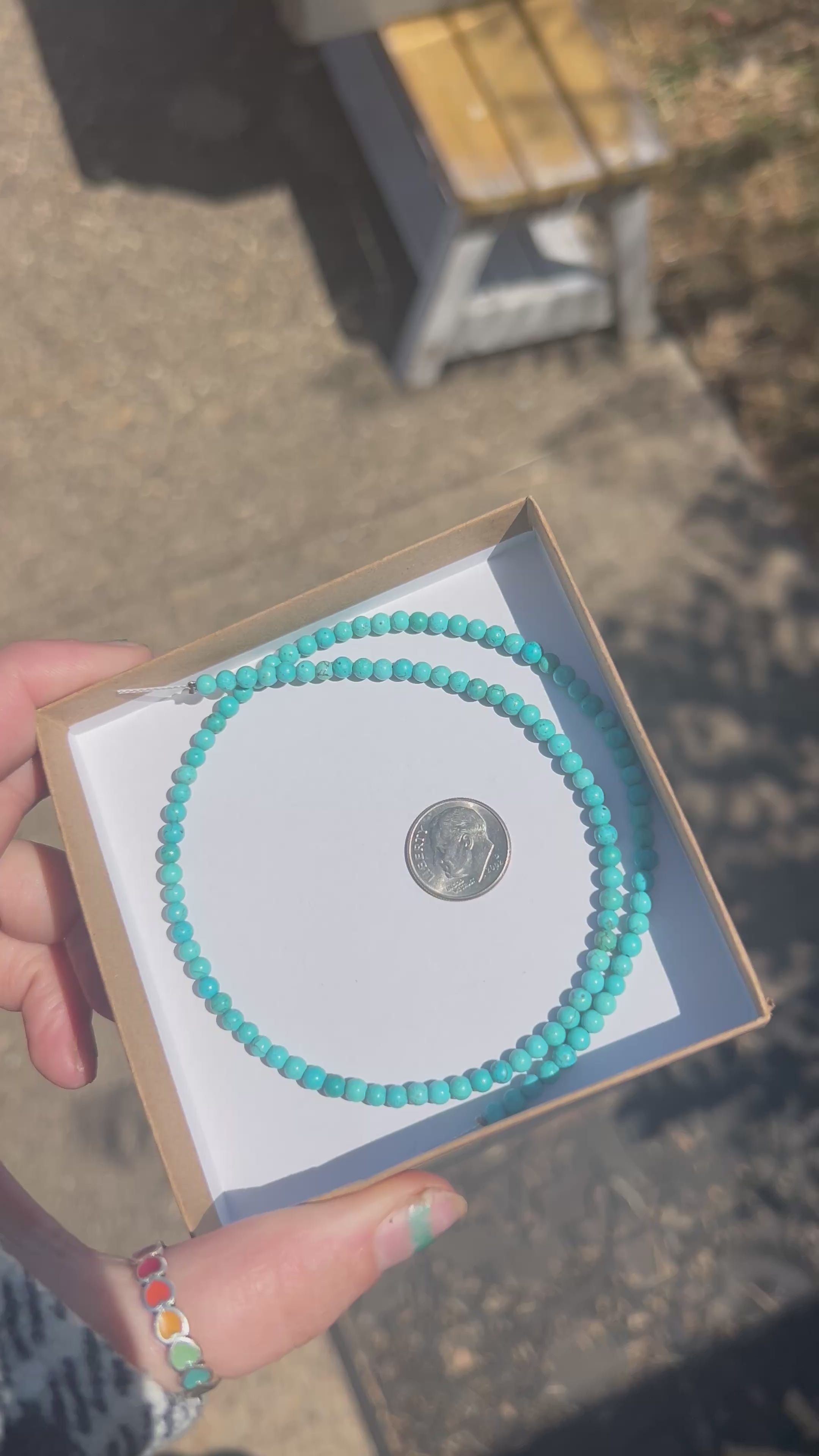 Natural Kingman turquoise beads 4mm round 23”