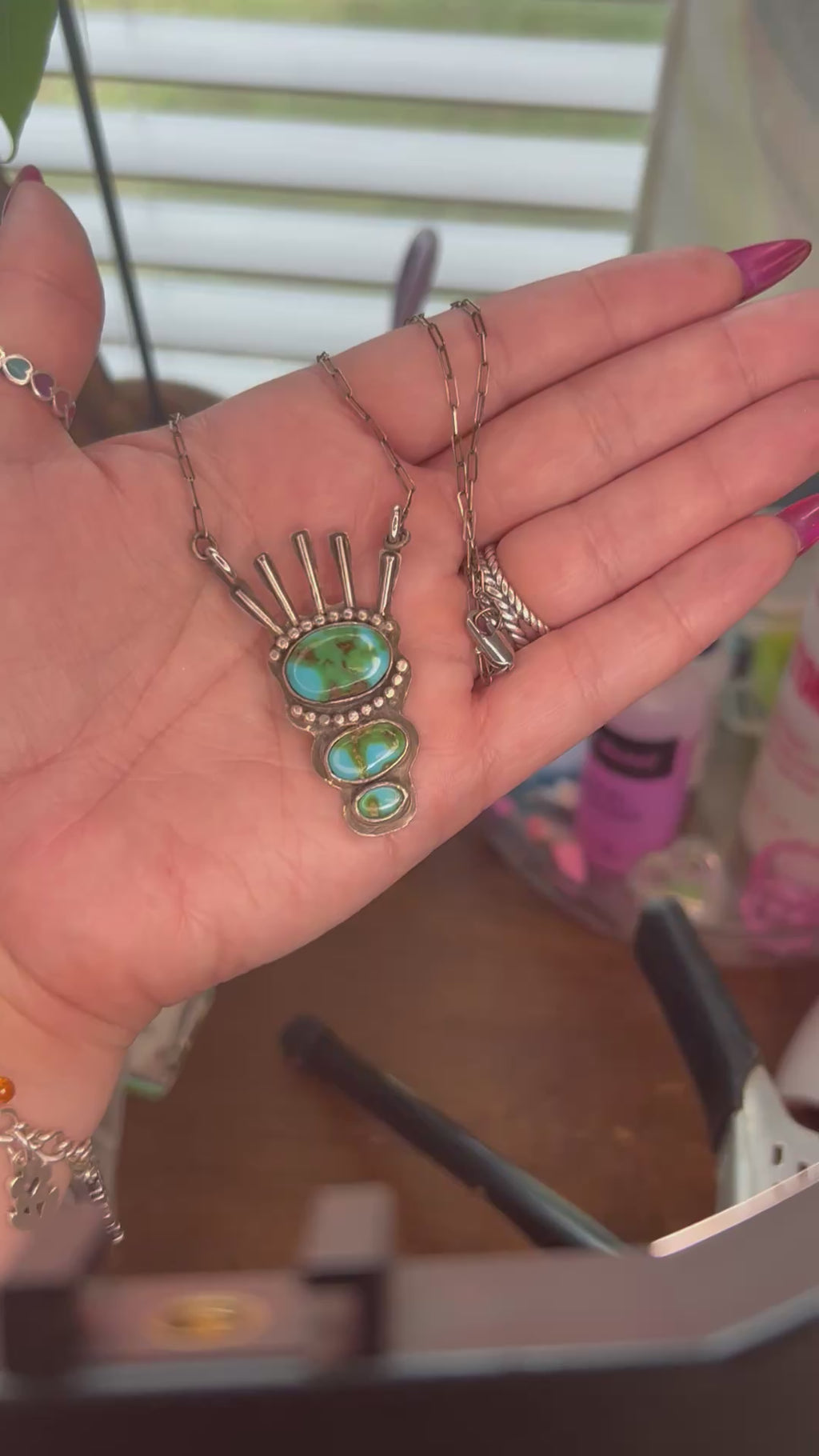Sonoran gold turquoise eye necklace